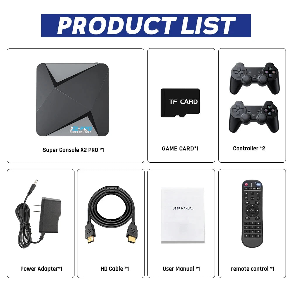 KINHANK Super Console X2 Pro Retro Video Game Console with 80000 Video Games for PS1/DC/MAME/SS with Gamepad Kid Gift Game Box