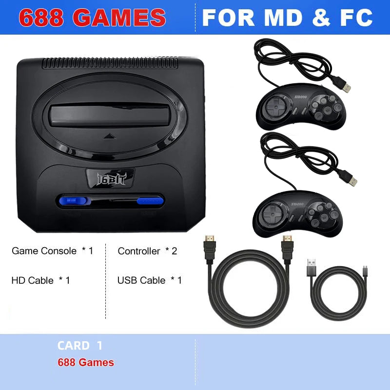 2025 Wireless Video Game Console For Sega Mega Drive Game Stick HD TV Game 2 Players Controller For Dendy Nes Christmas Gift