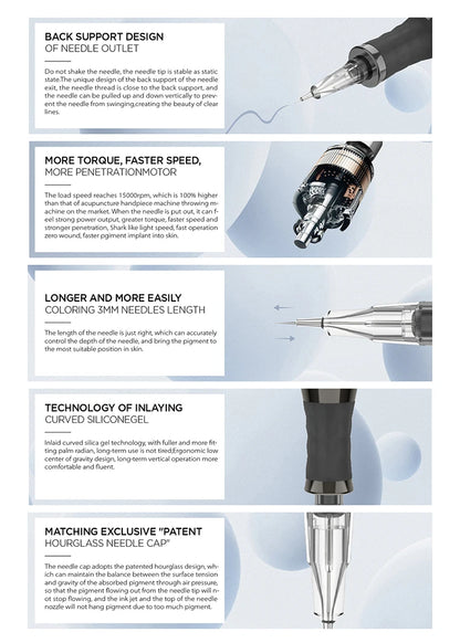 PMU Rotary Motor Permanent Makeup Tattoo Pen Machine For Lips Eyebrows Body Art Tattoo Supply Big Shark 2.0 Series