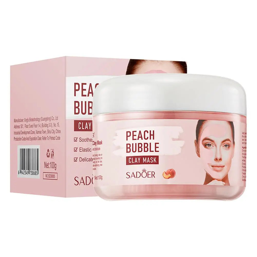 100g Peach Deep Cleansing Bubble Clay Facial Mask Remove Blackheads Oil Control Moisturizing Face Smooth Korean Skin Mud Masks