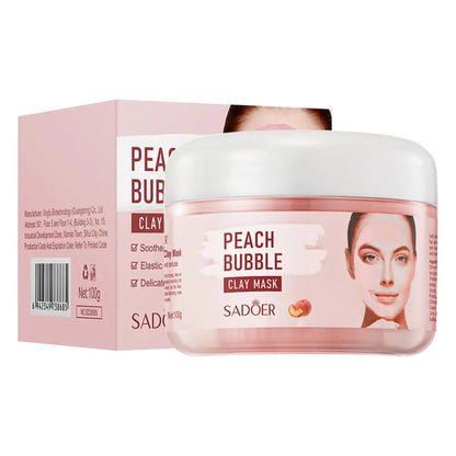 100g Peach Deep Cleansing Bubble Clay Facial Mask Remove Blackheads Oil Control Moisturizing Face Smooth Korean Skin Mud Masks