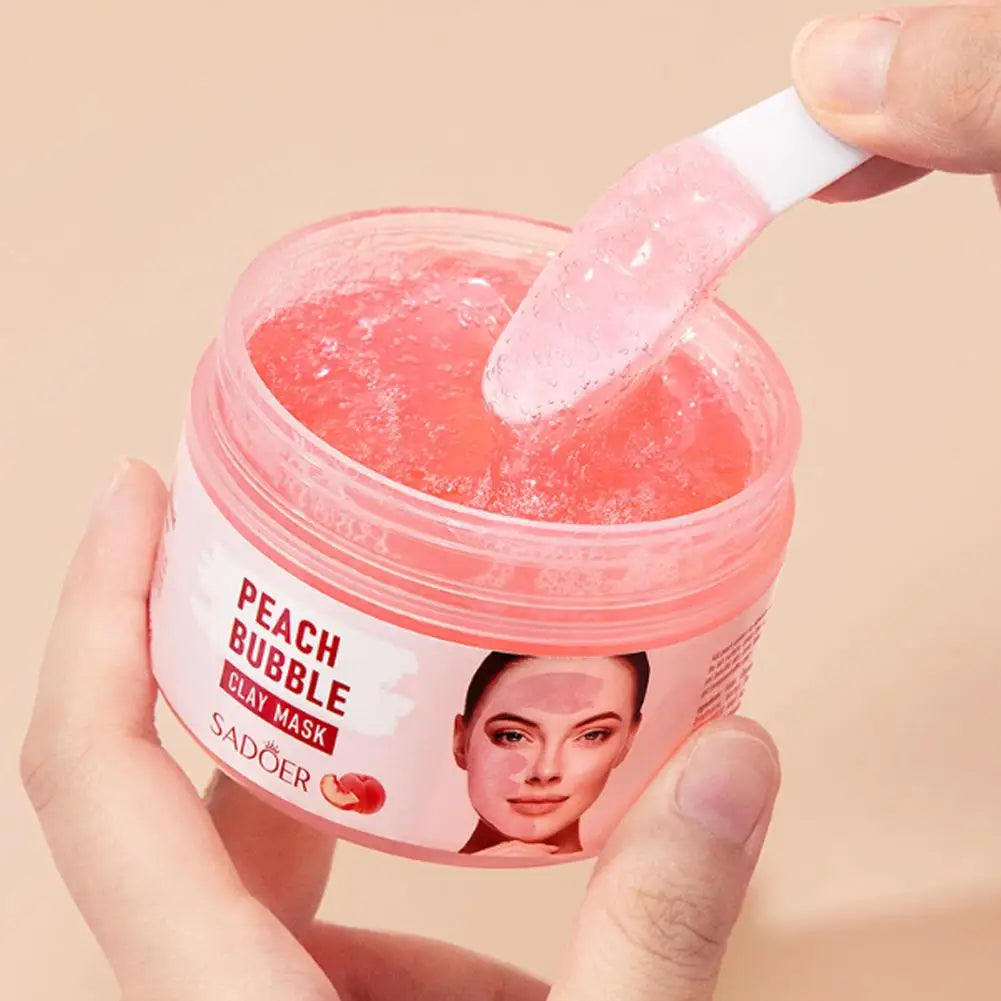 100g Peach Deep Cleansing Bubble Clay Facial Mask Remove Blackheads Oil Control Moisturizing Face Smooth Korean Skin Mud Masks