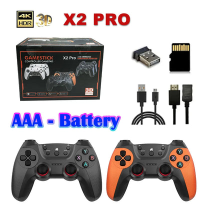 50000games X2 Pro 4KHD Game Stick 44/45 Emulators Retro Game Console Rechargeable Wireless Controller Home TV 2Players Kids Gift