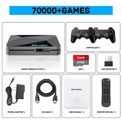 KINHANK Super Console X2 Pro Retro Video Game Console with 80000 Video Games for PS1/DC/MAME/SS with Gamepad Kid Gift Game Box