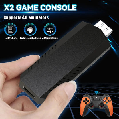 50000games X2 Pro 4KHD Game Stick 44/45 Emulators Retro Game Console Rechargeable Wireless Controller Home TV 2Players Kids Gift