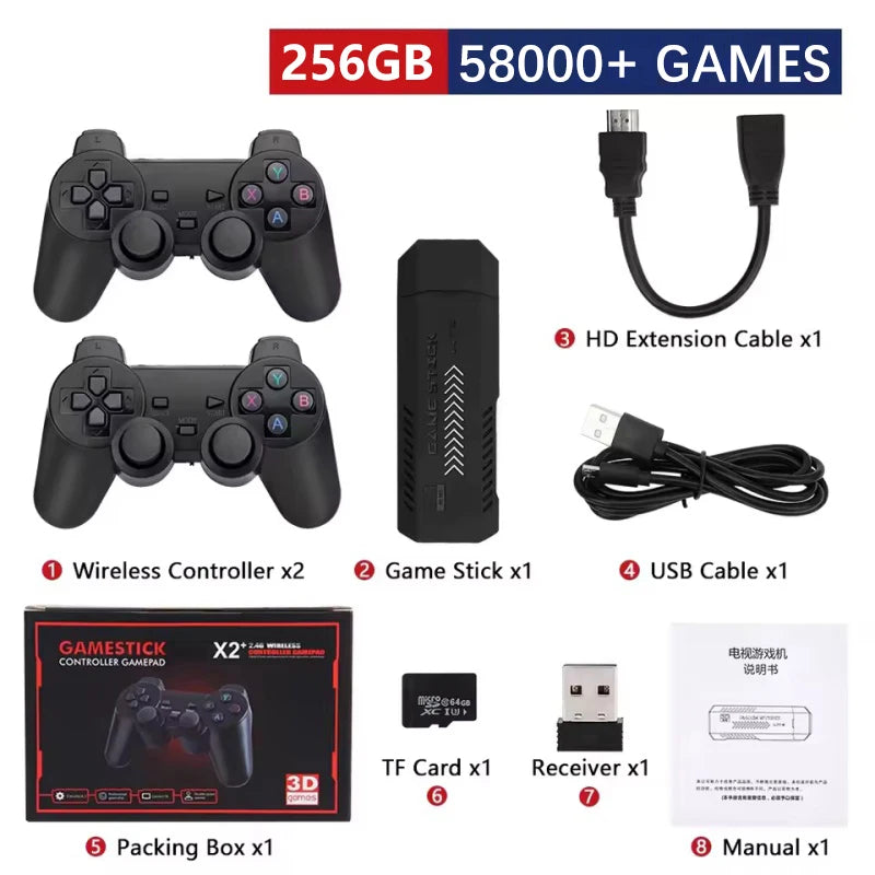 Handheld Game Console X2 Plus 256G 4K Ultra HD Screen 50000 Plus Retro Games Wireless HDMI TV Out 50 Plus Emulators
