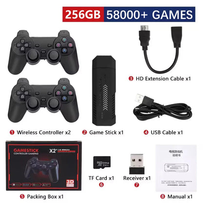 Handheld Game Console X2 Plus 256G 4K Ultra HD Screen 50000 Plus Retro Games Wireless HDMI TV Out 50 Plus Emulators