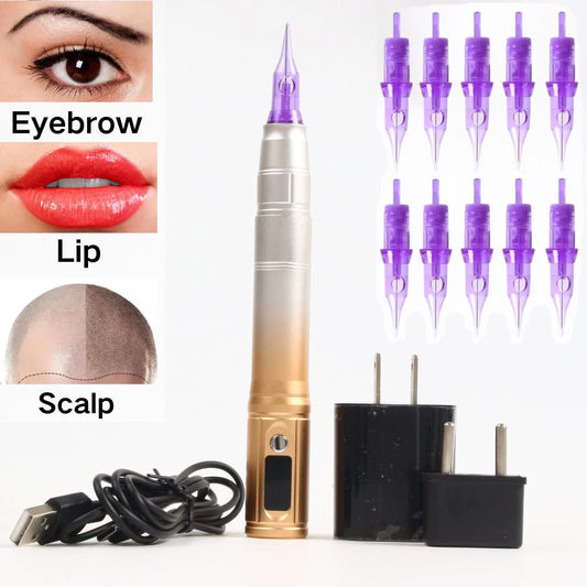 Wireless Permanent Makeup Machine Kit  Microblading Eyebrow Tattoo Machine Gun For Micropigmentation Eyebrow Lip Tattoo Scalp