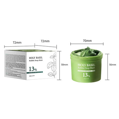 Korean Carbonic Acid Holy Basil Bubble Facial Mask Exfoliating Deep Cleansing Remove Blackhead Shrink Pore Oil Control Skin Care