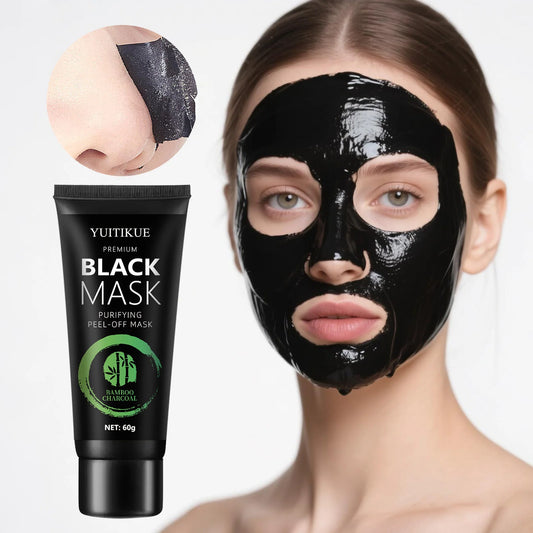 YUITIKUE Black Peel-Off Mask with Bamboo Charcoal, Deep Cleansing, Blackhead Removal, Creamy Texture, Purifying, 60g