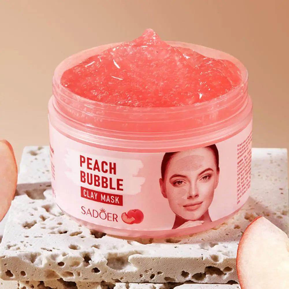 100g Peach Deep Cleansing Bubble Clay Facial Mask Remove Blackheads Oil Control Moisturizing Face Smooth Korean Skin Mud Masks