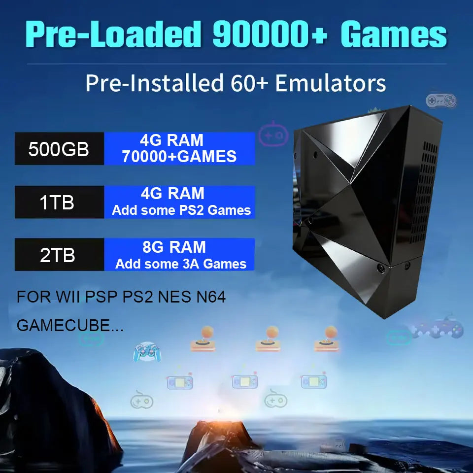 NEW 2TB Pico8 Retro Game Console Loaded 70000+ Games for Wii PS2 DC PSP GAMECUBE Plug-and-Play On TV Windows 11 Children's Gift