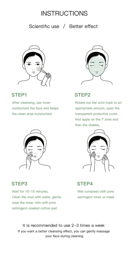 40g Face Clean Mask Rose/Green Tea Extract Cleansing Stick Deep Moisturizing Shrink Pores Blackhead Film Smear Oil Control Mask