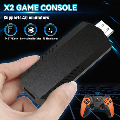 50000games X2 Pro 4KHD Game Stick 44/45 Emulators Retro Game Console Rechargeable Wireless Controller Home TV 2Players Kids Gift