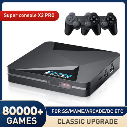 KINHANK Super Console X2 Pro Retro Video Game Console with 80000 Video Games for PS1/DC/MAME/SS with Gamepad Kid Gift Game Box