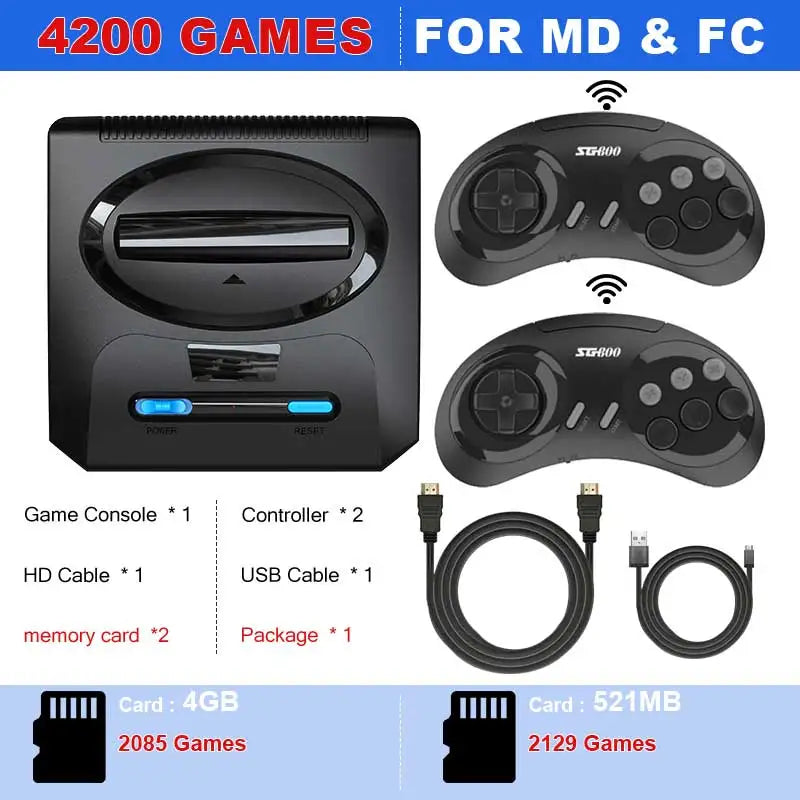 2025 Wireless Video Game Console For Sega Mega Drive Game Stick HD TV Game 2 Players Controller For Dendy Nes Christmas Gift