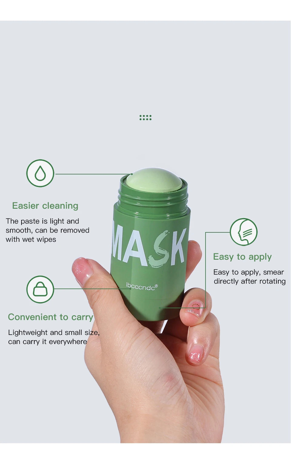 40g Face Clean Mask Rose/Green Tea Extract Cleansing Stick Deep Moisturizing Shrink Pores Blackhead Film Smear Oil Control Mask